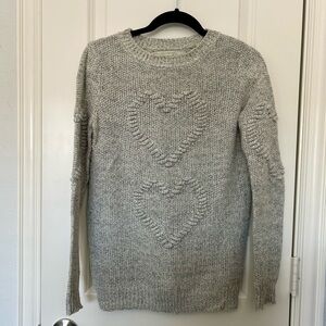 Gray Heart Knit Sweater